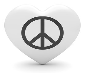 Simple Glossy Peace Sign Heart, 3d illustration