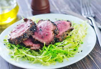 beef steak with fresh salad
