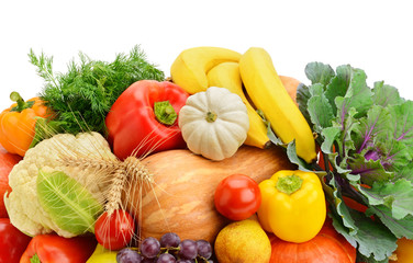 fruits and vegetables isolated on white background