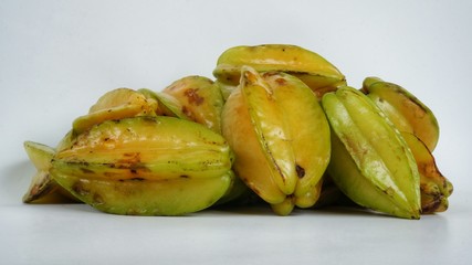 Star Fruit. Isolated Bunch of Carambola Starfruits.