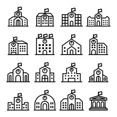 Fototapeta premium School icon set in thin line style