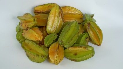 Starfruits: Stack of Star Fruits isolated on bright background