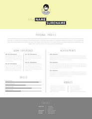 Simple but creative cv template with yellow background.