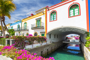 Architecture of Puerto de Mogan, a small fishing port on Gran Canaria, Spain. © Patryk Kosmider