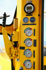 Hydraulic load indicator in control room, Gauge display to show status of hydraulic system and monitor by operator or expert, Maintenance routine job of the hydraulic system and other equipment.