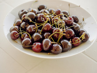 Cherries on a plate.