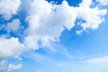 Blue sky with cloud and empty area for text, Nature concept for presentation background, Beautiful colorful sky with sunlight and concept fresh air for health, Healthy concept in fresh atmosphere.