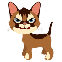 Angry ginger cat, vector cartoon pet isolated