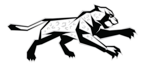 Fototapeta na wymiar Illustration of black, white, grey jaguar jump