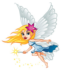 Illustration of cute little fairy with magic wand