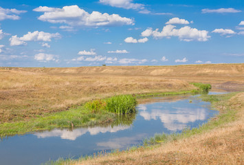 summer landscape with river and clouds