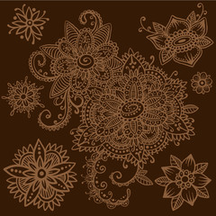 Floral mehndi ornamental elements