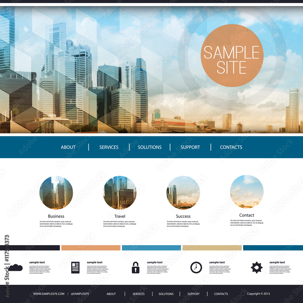 Sticker website design for your business with skyscraper background