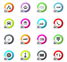 Car shop icons set