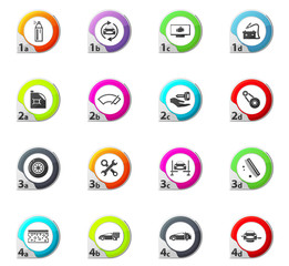 Car shop icons set