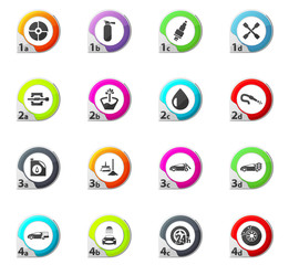 Car shop icons set