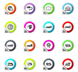 Car shop icons set