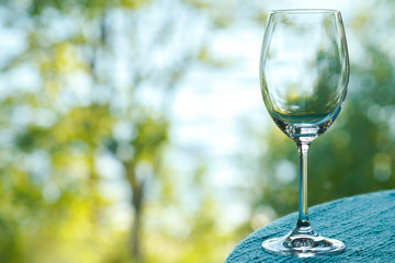 Empty wine glass on the table