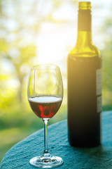 Glass of wine on the table