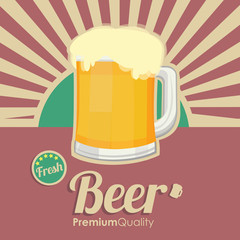 Retro beer vector poster. Vintage ad template for cold ale.