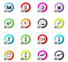 Jogging and workout monitoring apps icons set