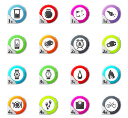 Jogging and workout monitoring apps icons set