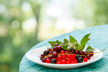 Currants on the plate