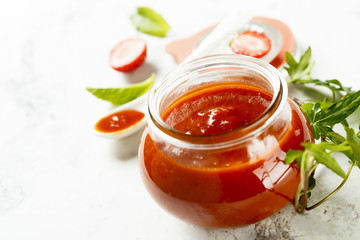 Homemade ketchup with strawberry