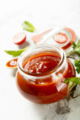 Homemade ketchup with strawberry