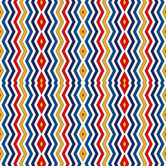 Seamless pattern with symmetric geometric ornament. Chevron zigzag bright colors vertical lines abstract background.