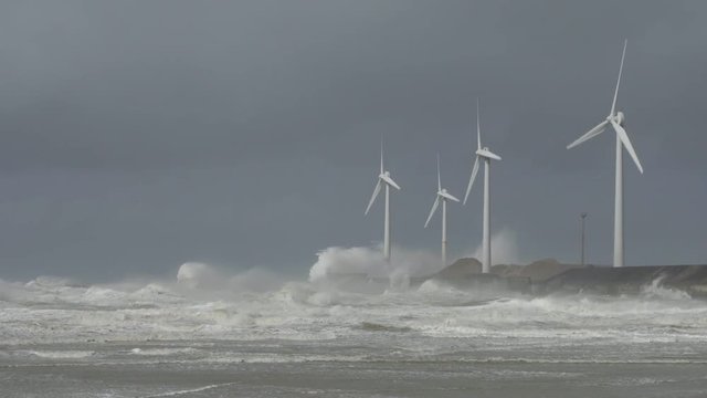 Wind turbines on coast