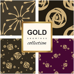 Golden Luxury flower pattern on dark background