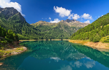 Naklejka na ściany i meble Pian Palu' lake in Stelvio national park - Trentino, Italy