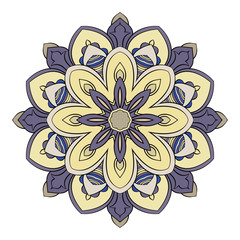 Mandala floral oriental design multicolored hand drawn elements.