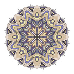 Mandala floral oriental design multicolored hand drawn elements.