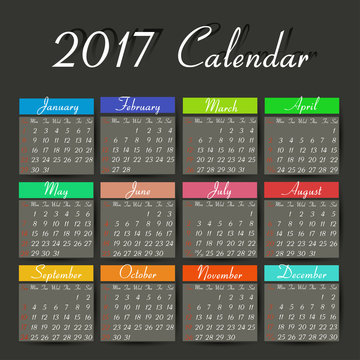 Calendar 2017. Vector calendar template