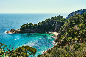 Obraz premium Empty Cala Giverola beach. Spain