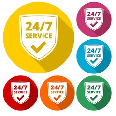 Service and support for customers. 24 hours a day and 7 days a week icon