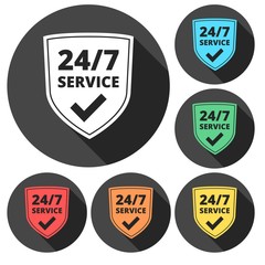 Service and support for customers. 24 hours a day and 7 days a week icon