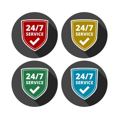 Service and support for customers. 24 hours a day and 7 days a week icon