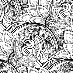 Vector Seamless Monochrome Floral Pattern