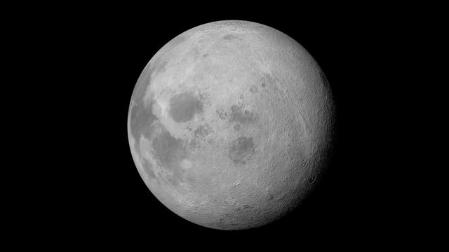 Mond dreht sich vor schwarzem Hintergrund - 360&deg; Loop 4K Planet - 3D Animation