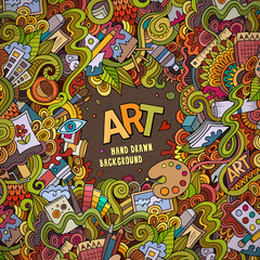 Cartoon vector doodles hand drawn art and craft frame 