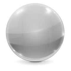 Glass ball. Grey shiny 3d sphere