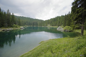 Lake in the mountains of the Dolomites