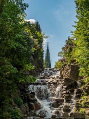 waterfall and Kreuzber Monument in Viktoriapark