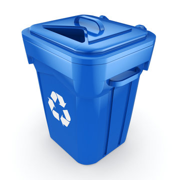 3D rendering Blue Recycling Bin