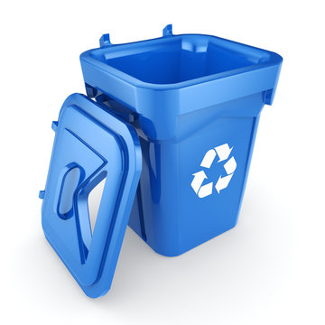 3D rendering Blue Recycling Bin