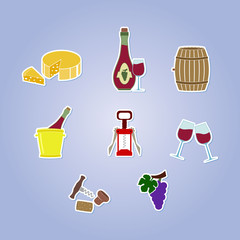 color vector set with wine icons for your design