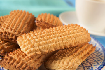 homemade cookies and cup of coffe or tea